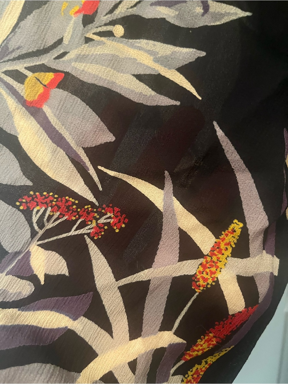 Vintage Black Long-Sleeve Floral Shirtdress - Picture 2 of 4